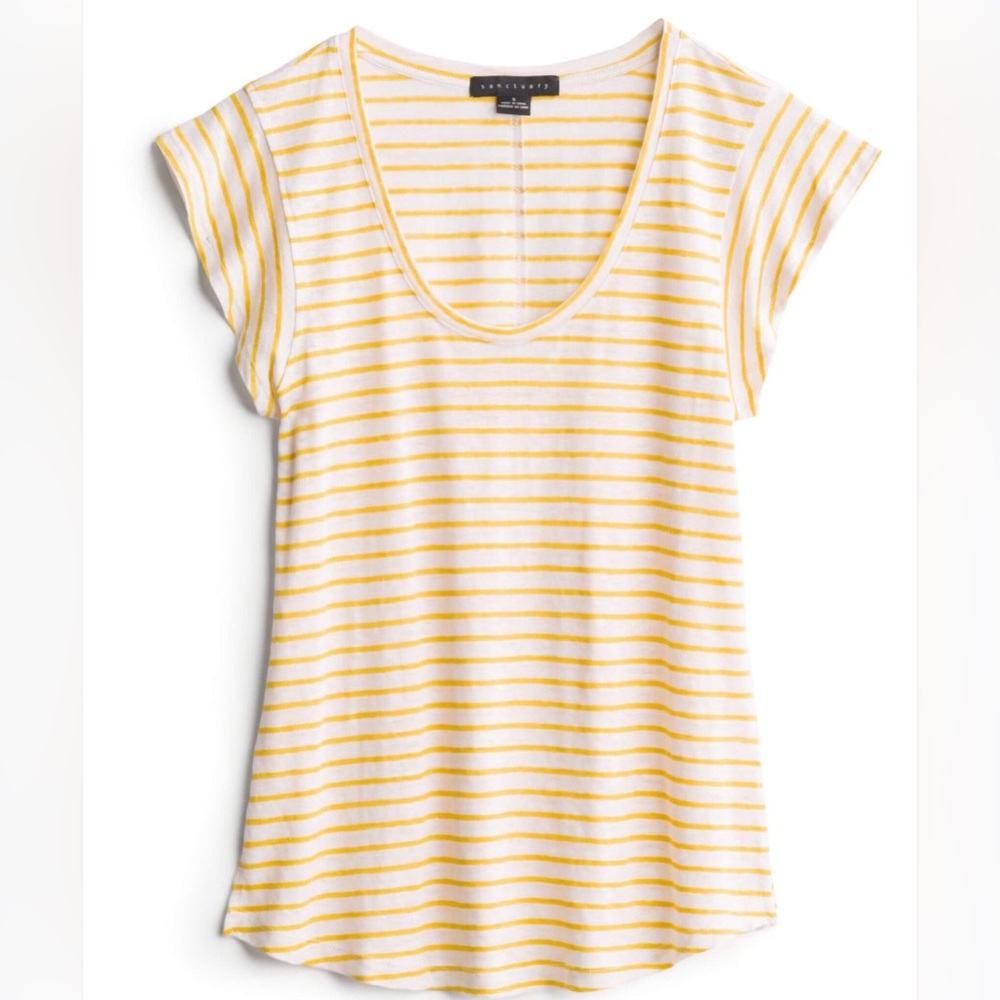 Sanctuary Striped Yellow Linen t-shirt.